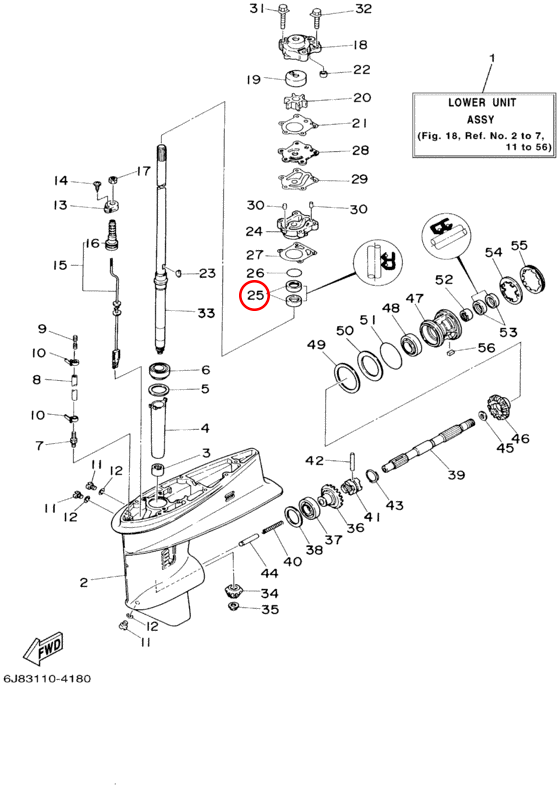 Сальник вертикального вала Yamaha Y 30D, Y55,60 931012307000 - фото 2 - id-p61486319