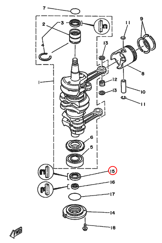 Сальники коленвала низ Yamaha Y 25 \ 50-60-70 9310230M23 - фото 2 - id-p61344628