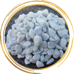 Галька (круглая) белая в мешках по 20 кг