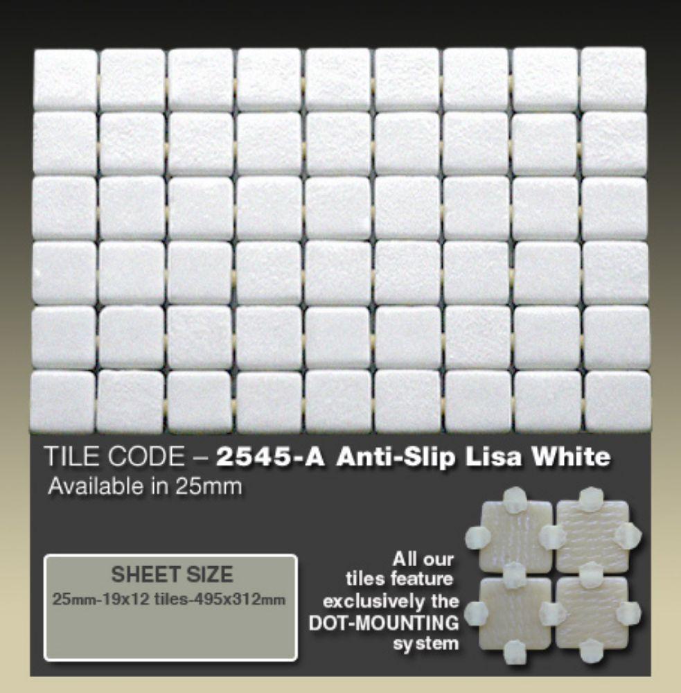Стеклянная мозаика Ezarri Lisa 2545-А Anti-Slip (Коллекция Lisa, White, белая) - фото 3 - id-p97564159