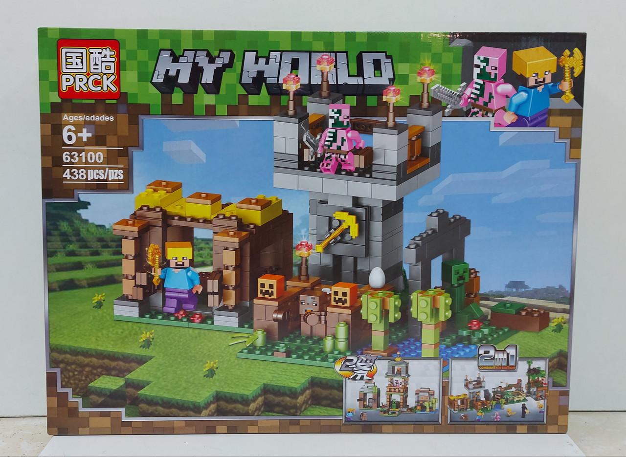 Конструктор PRCK My world 63100 438 pcs. "Защита деревни". Minecraft. Майнкрафт. - фото 1 - id-p97567402