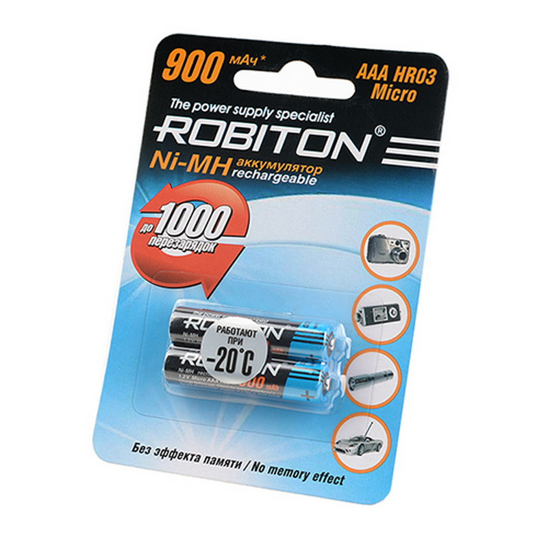 Аккумулятор Robiton_HR03/AAA 900maH Ni-Mh BL2, 1,2В. блистер, цена за 1 штуку