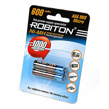 Аккумулятор Robiton_HR03/AAA 600maH Ni-Mh BL2,  1,2В. блистер, цена за 1 штуку