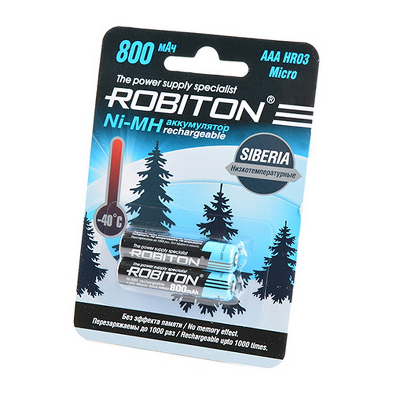 Аккумулятор Robiton Siberia_HR03/AAA 800maH Ni-Mh BL2,  1,2В. блистер, цена за 1 штуку