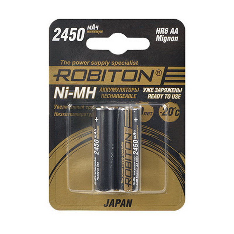 Аккумулятор Robiton Japan HR6/AA (2450 maH) BL2 , 1,2В. блистер, цена за 1 штуку