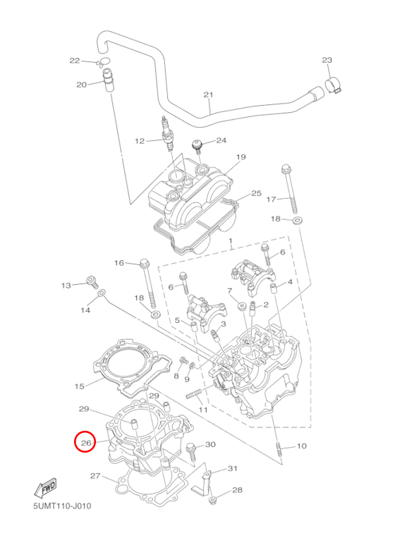 Цилиндр для мотоциклов Yamaha YZ \ WR 250  5XC1131120