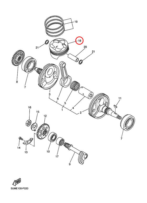 Поршень Yamaha YZ \ WR 250 5NL1163120 - фото 1 - id-p94118112