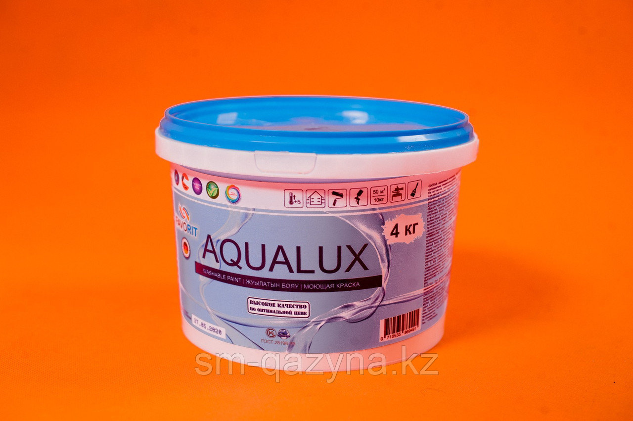 Краска водоэмульсионная FAVORIT AQUA LUX моющаяся для внутренних работ 4 кг - фото 1 - id-p97582865