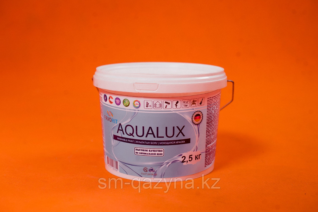 Краска водоэмульсионная FAVORIT AQUA LUX моющаяся для внутренних работ 2.5 кг
