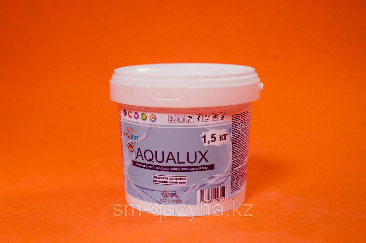 Краска водоэмульсионная FAVORIT AQUA LUX моющаяся для внутренних работ 1.5 кг