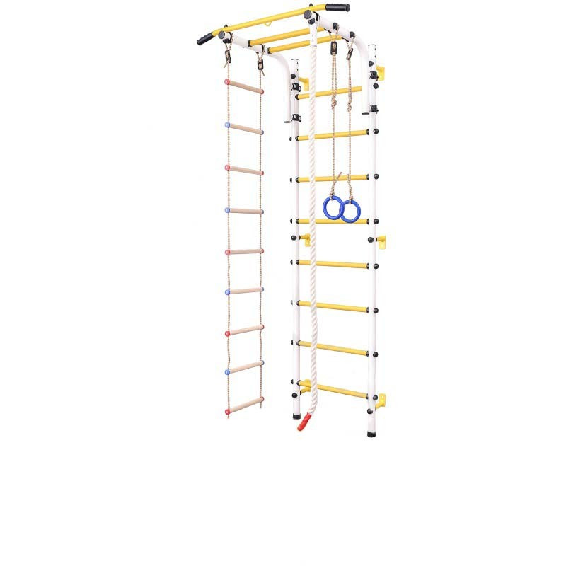 Детская шведская стенка с навесным турником(Цвет основания:"белый", цвет ступней:"желтые") SL W20 - фото 1 - id-p97589647
