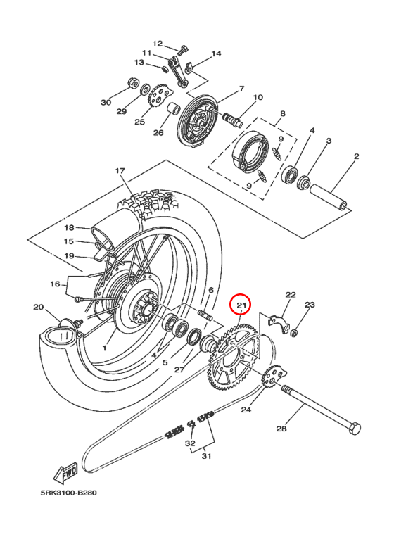 Звезда задняя Yamaha Y Serrow 1KH254450000 - фото 1 - id-p94118077