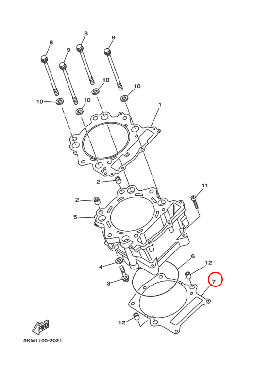 Прокладка под цилиндр Yamaha Y Grizzly 660 5KM1135100 - фото 1 - id-p94118048