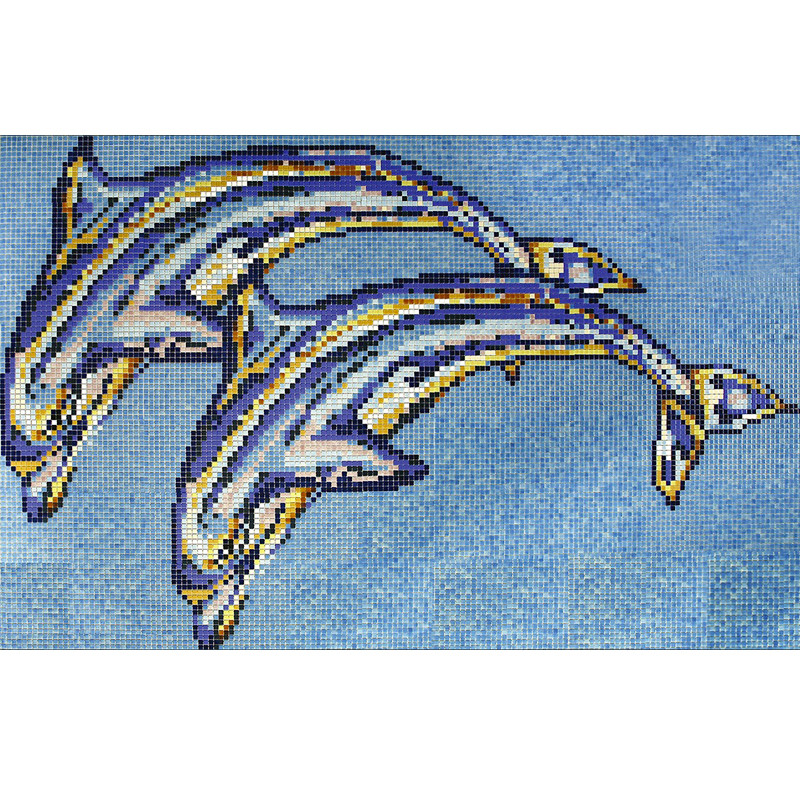 Стеклянная мозаичное панно Antarra F-13 для бассейна (Два дельфина, 4,09 х 2,58 м.) - фото 2 - id-p97618554
