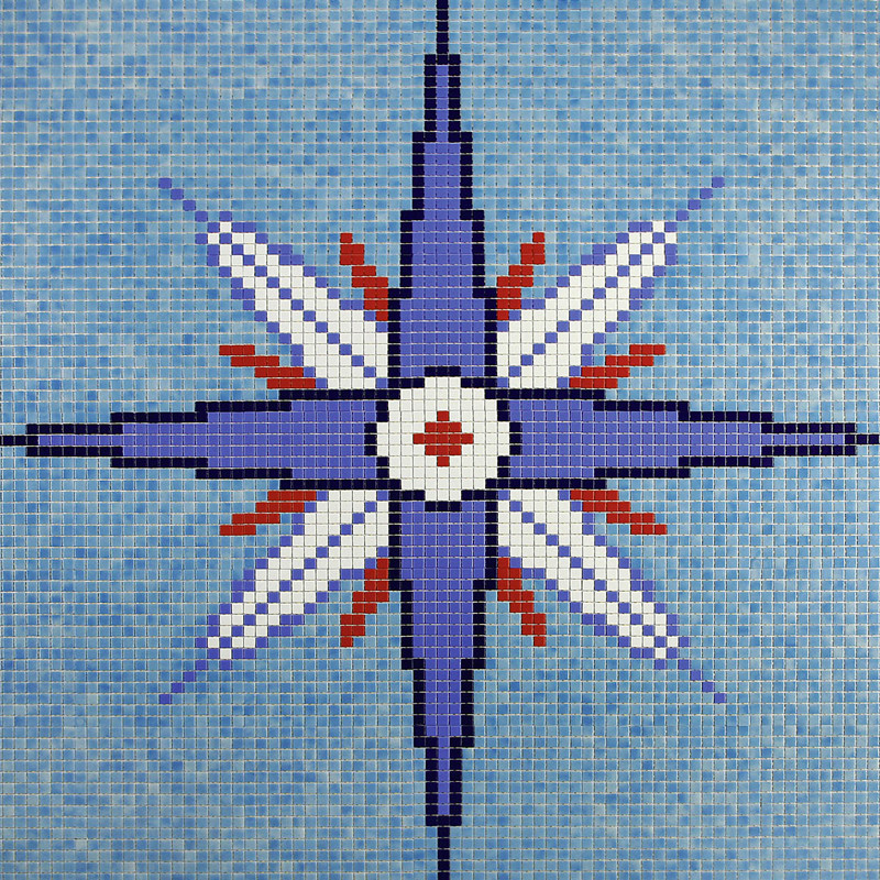 Стеклянная мозаичное панно Antarra F-6 для бассейна (Роза ветров, 2,06 х 2,06 м.) - фото 2 - id-p97618582