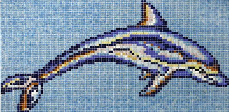 Стеклянная мозаичное панно Antarra F-17 для бассейна (Дельфин, 2,55 x 1,28 м.) - фото 2 - id-p97618782