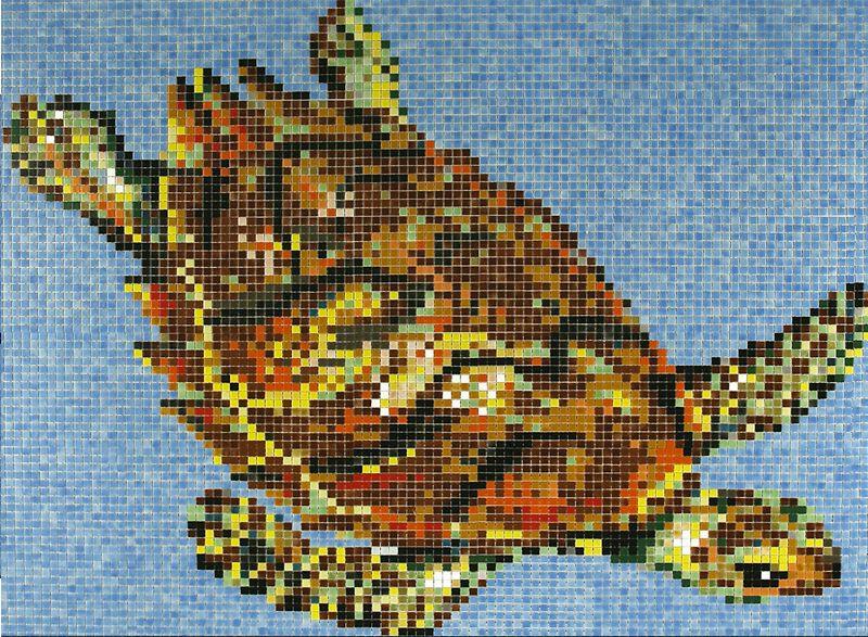 Стеклянная мозаичное панно Antarra F-19 для бассейна (Черепаха, 2,55 х 2,00 м.) - фото 2 - id-p97618790