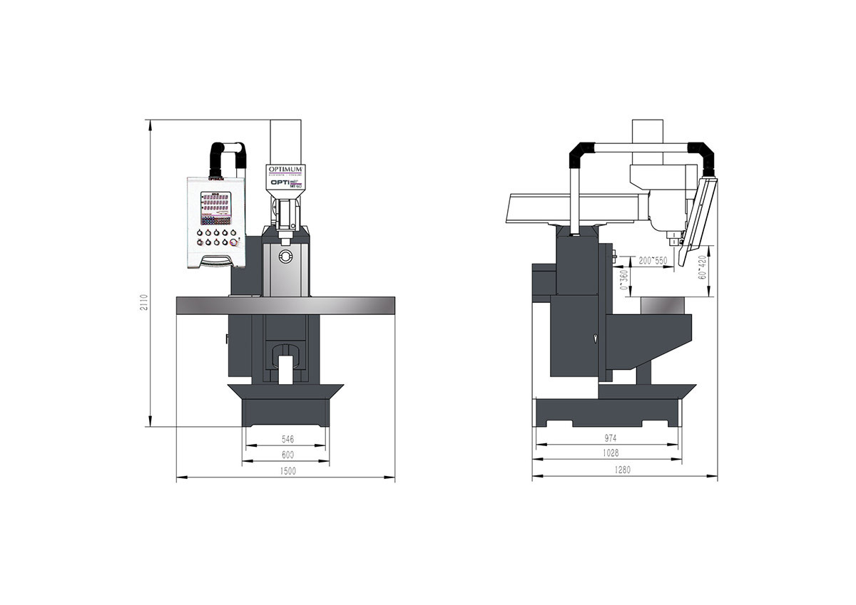 Универсальный фрезерный станок Optimum OPTImill MT 60 - фото 3 - id-p86690049