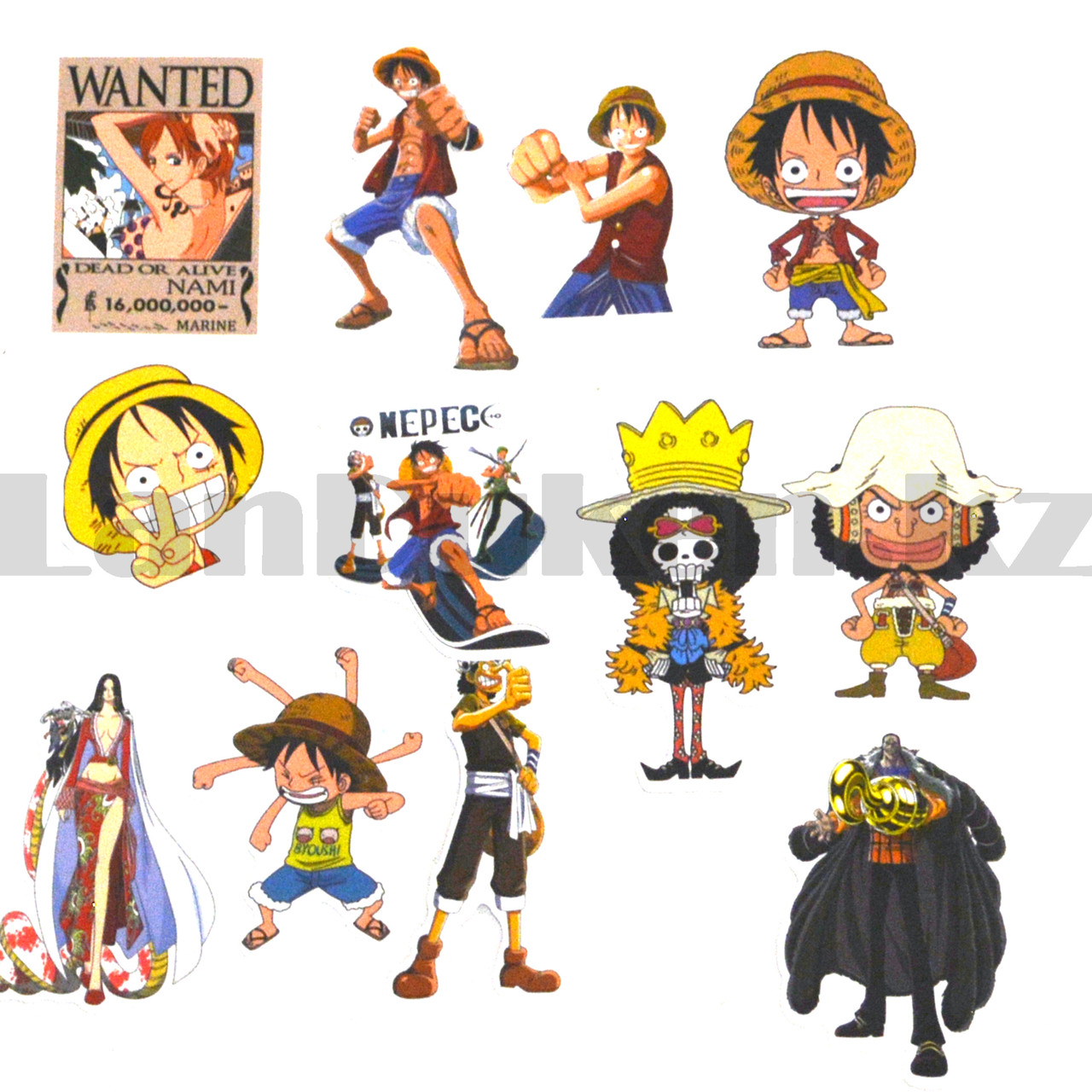 Декоративные наклейки виниловые водостойкие 50 шт One Piece Ван Пис - фото 7 - id-p97624634