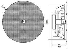CENA706/W AUDAC встраиваемая широкополосная акустическая система, потолочный громкоговоритель, фото 2