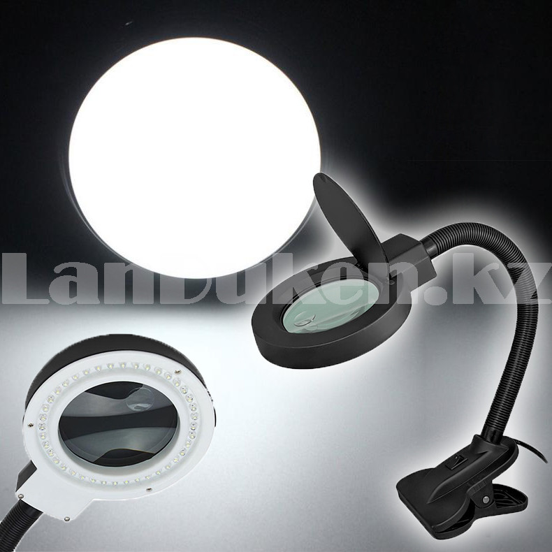 Настольная лампа с лупой на прищепке LED черная - фото 10 - id-p97624908