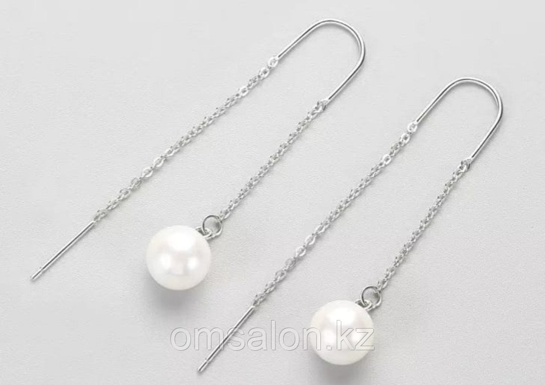 Серьги-протяжки из серебра с жемчугом - фото 1 - id-p97624936
