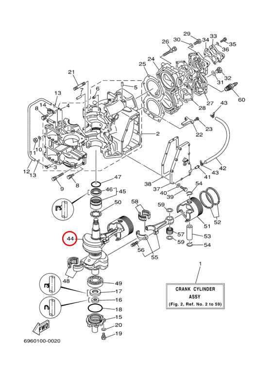 Коленвал Yamaha Y 48-55 6631141101