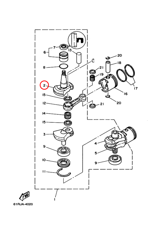 Щечка коленвала кривошип Yamaha Y 30 61N1141201