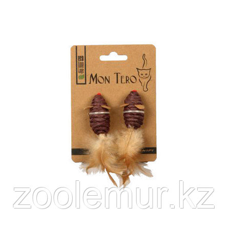 MON TERO ЭКО мышь для кошек с перьями и кошачьей мятой 5см фиолетовый