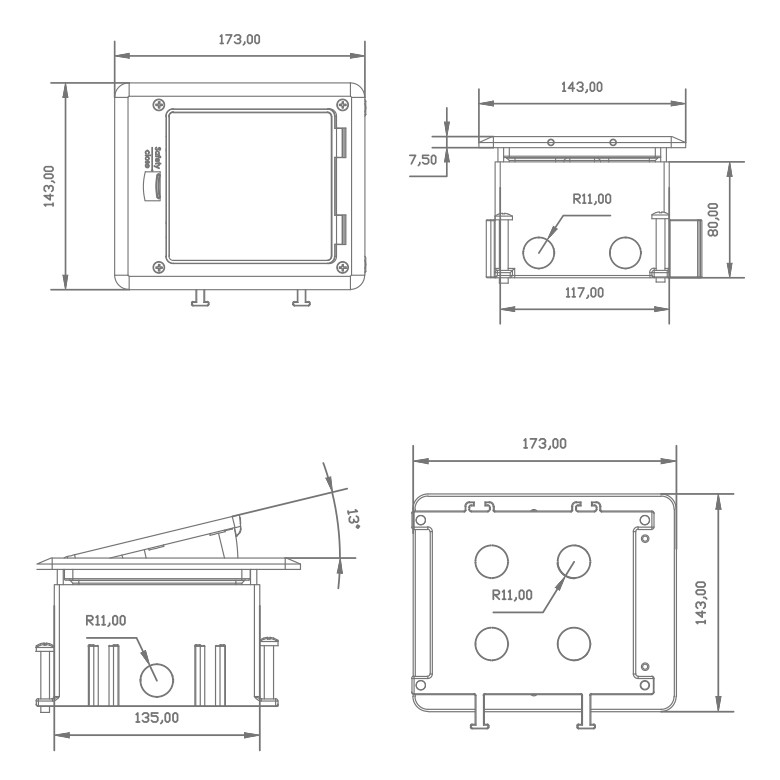 Shelbi Напольный лючок на 6 модулей, IP66, металл, серебро - фото 7 - id-p97636413