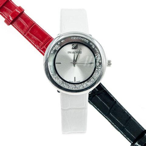 Часы женские наручные c кристаллами-стразами и логотипом Swarovski (Красный) - фото 2 - id-p97636921