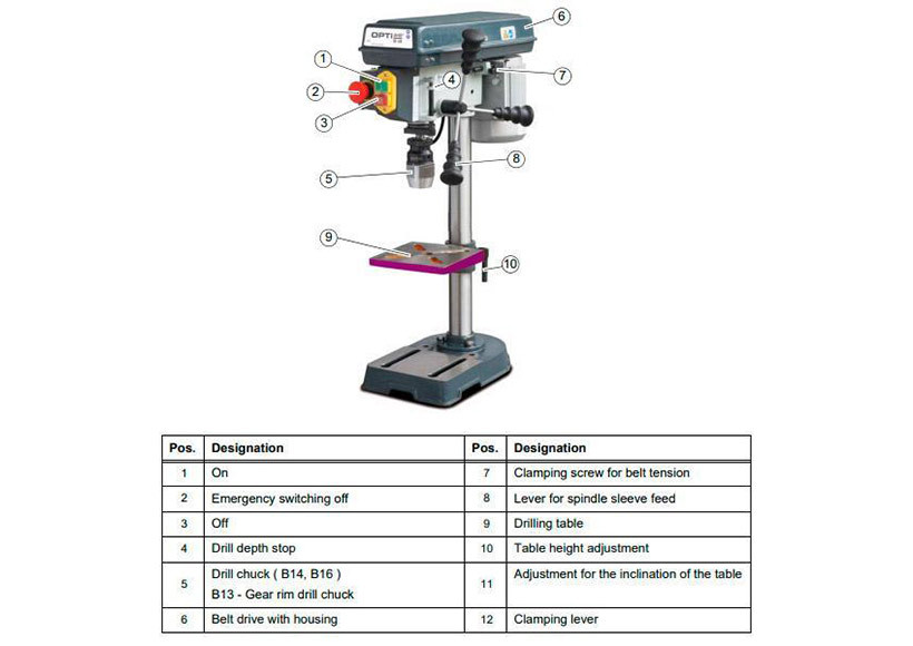 Настольный вертикально-сверлильный станок Optimum OPTIdrill B14 Basic - фото 2 - id-p25289084