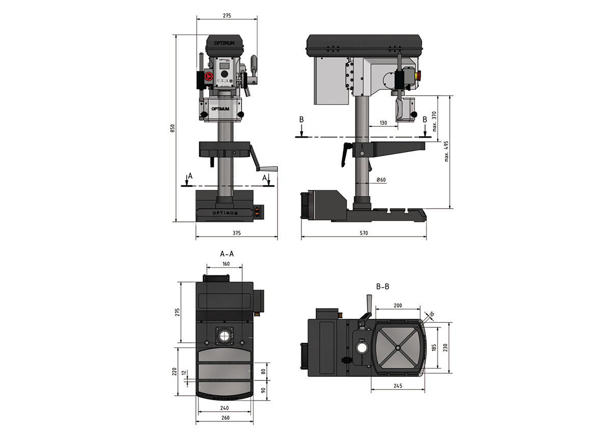 Настольный вертикально-сверлильный станок Optimum OPTIdrill DX 17V (220В) - фото 3 - id-p40284078