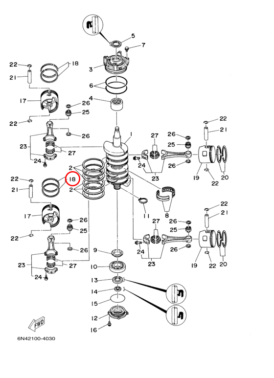 Палец поршневой Yamaha Y 150-225 64D1160502