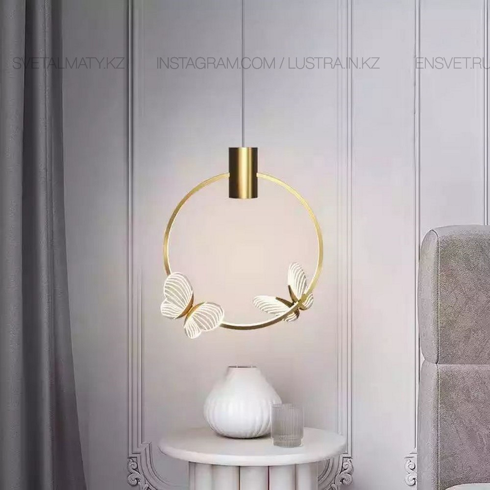 Подвесной светильник с декоративными светящимися бабочками на кольцевом каркасе с LED-свечением  Код товара:, фото 1