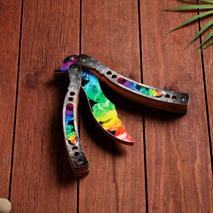 Деревянный сувенир Нож-бабочка, радужный - фото 3 - id-p97652351