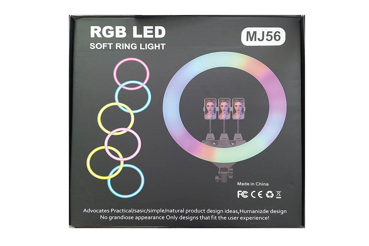 Кольцевая лампа MJ56 RGB, 54 см, сумка, 3 держатель - фото 2 - id-p97660983