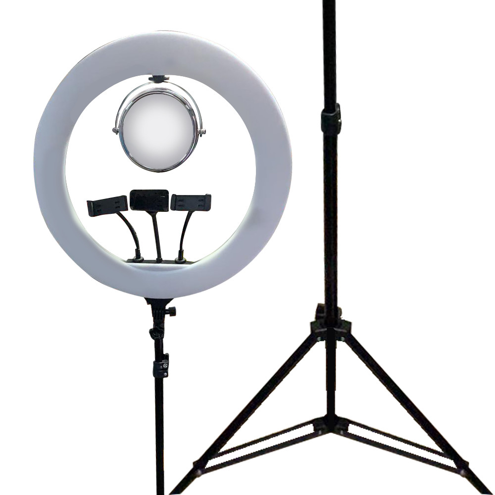 Кольцевая лампа JM520A/JM520B, зеркало, пульт, сумка, 50 см - фото 1 - id-p97660986