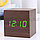 Настольные цифровые часы с будильником от сети и электрические с календарем под дерево квадрат коричневые, фото 10