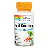 БАД Food Carotene (Бета-каротин), 500 мкг (10 000 МЕ) (30 капсул), Solaray