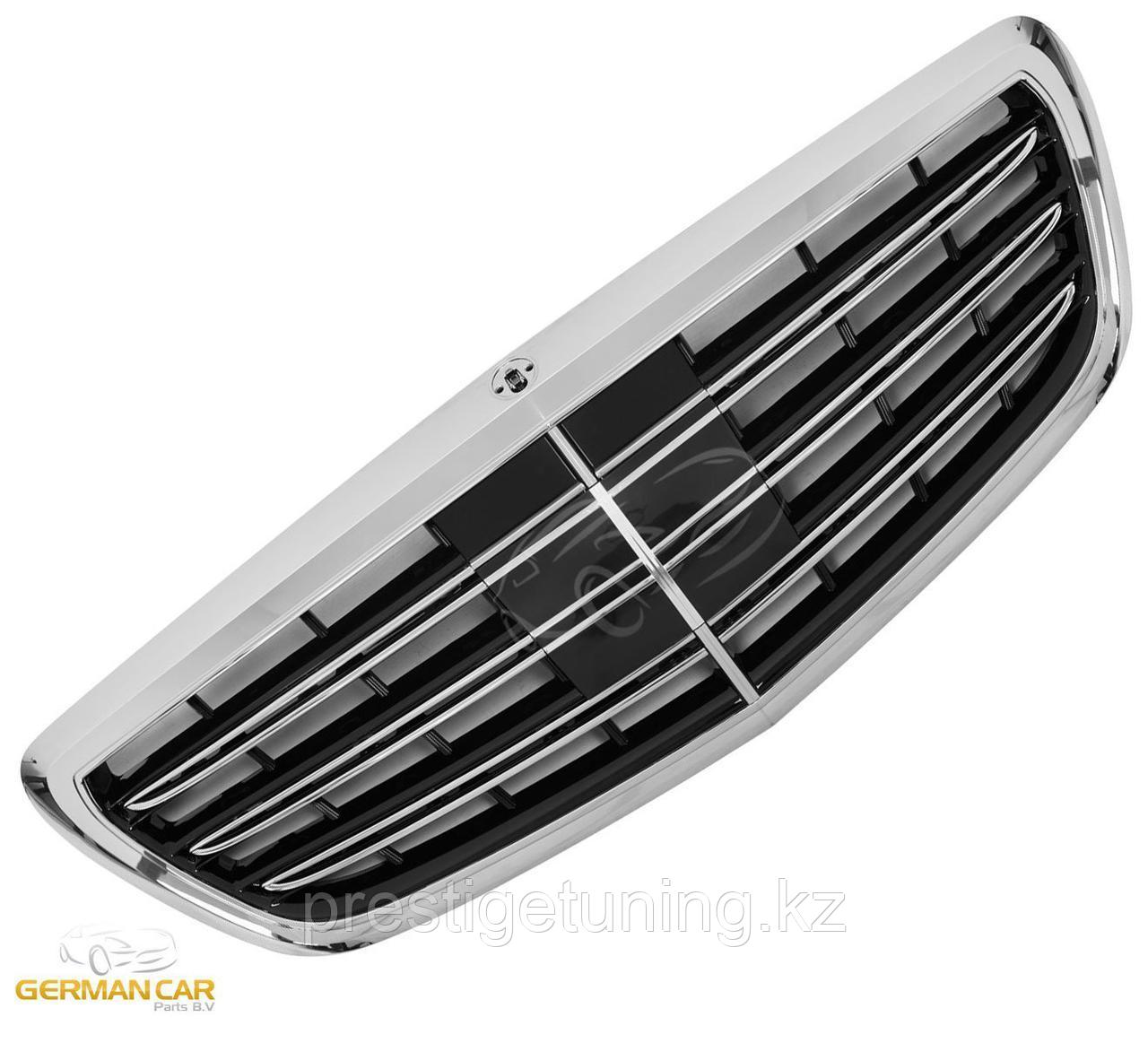 Решетка радиатора на Mercedes W222 2013-17 стиль AMG (черный с хромом)