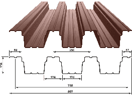 Оцинкованный профиллированый лист Н-114 толщина от 0,80мм до 1,0мм