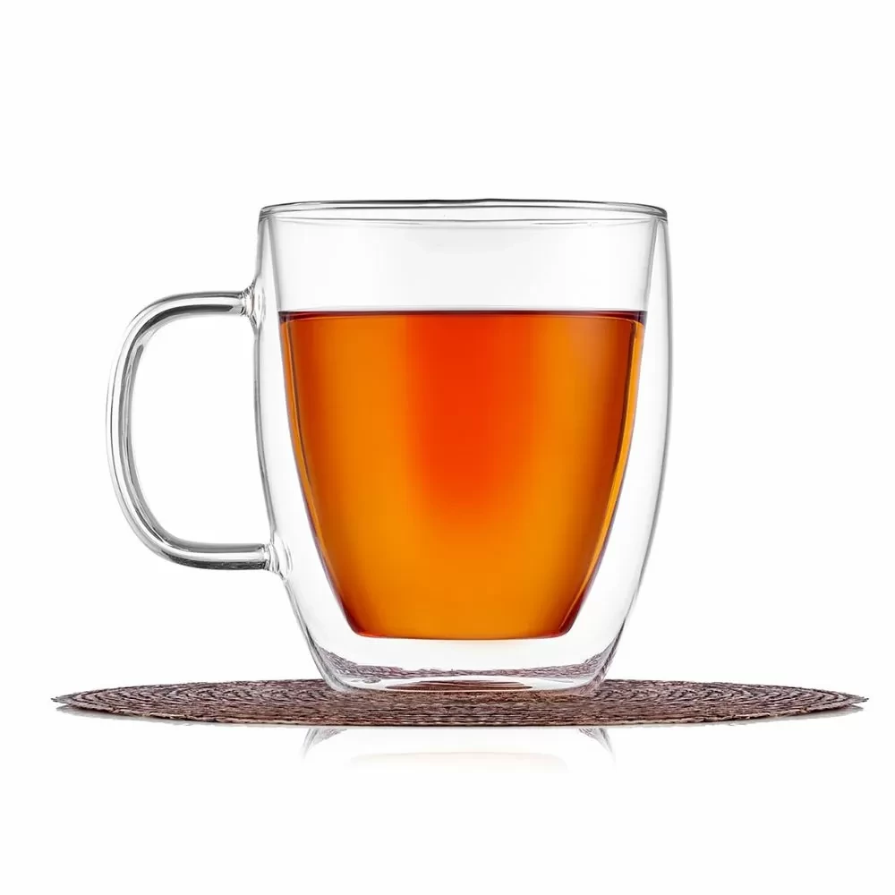 Кружка с двойными стенками для чая и кофе, термостекло,350 мл, PL - фото 1 - id-p97677569