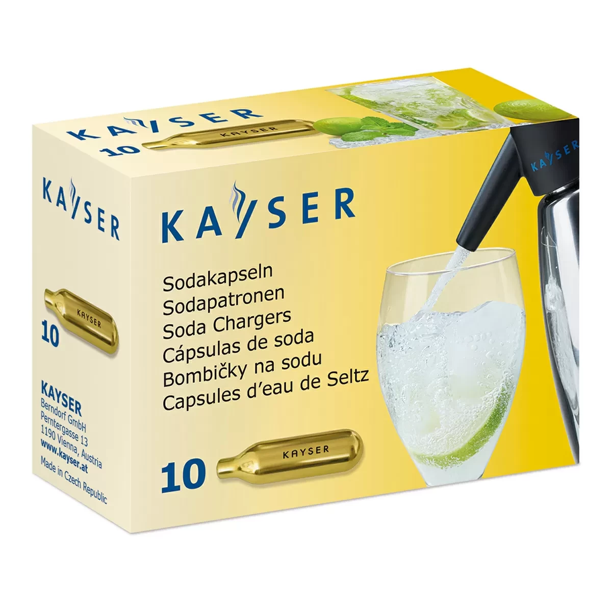 Баллончики для содовой воды KAYSER (CO2), 10 шт/уп - фото 1 - id-p97679582