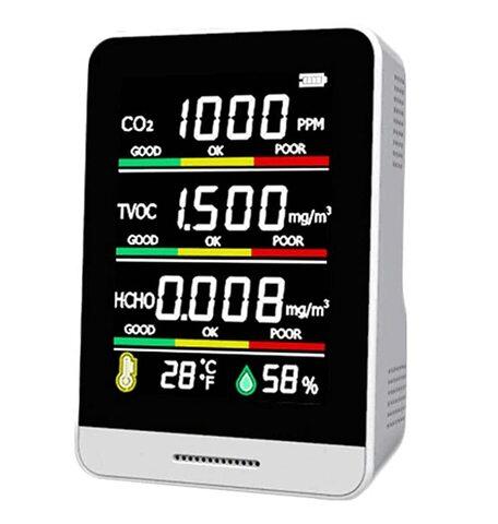 Монитор качества воздуха 5-в-1 беспроводной Atmos E19348 {СО2, детектор TVOC, HCHO, температура и влажность} - фото 1 - id-p97695317