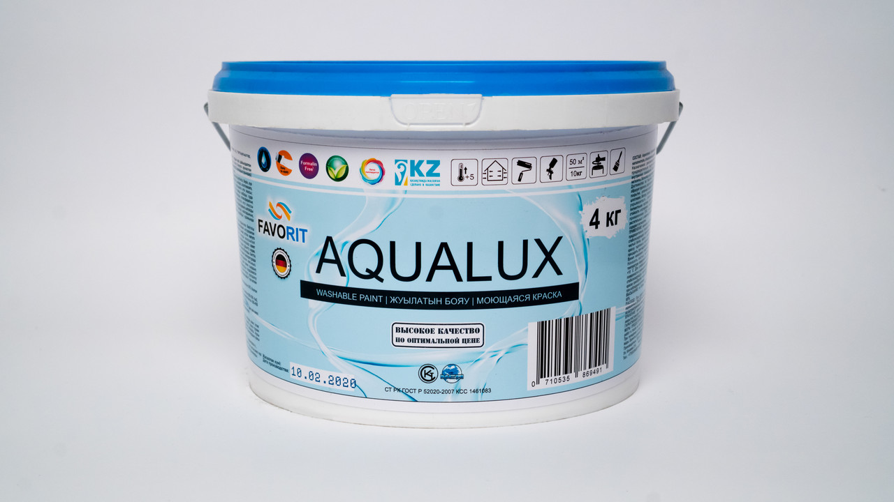 Краска водоэмульсионная FAVORIT AQUA LUX моющаяся для внутренних работ 15 кг