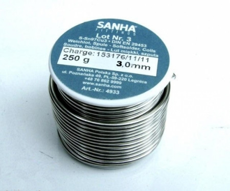 Припой мягкий SANHA S-Sn97Cu3 катушка 3,0 мм SANHA 250 г