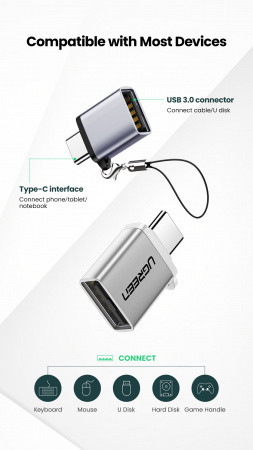 Переходник-адаптер UGREEN US270 Type C to USB - фото 3 - id-p97716892