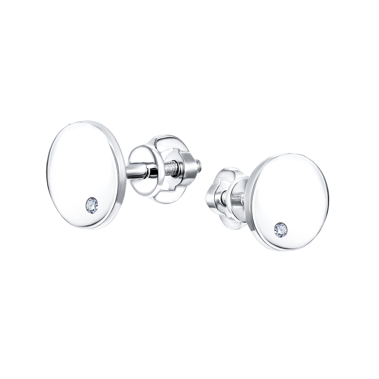 Серьги из серебра с фианитом TEOSA 10211-2941-БЦ покрыто родием