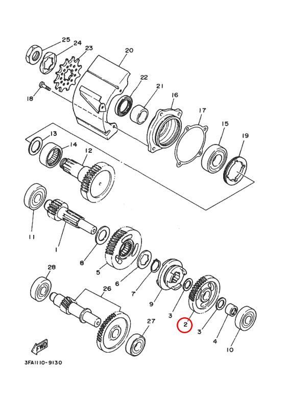 Шестерня (45T) Yamaha Grizzly 125 3FA1615100